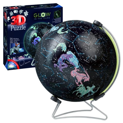 Puzzle 3D Ravensburger Glob Strălucitor în Întuneric Model Spațial Constelații de Stele 190 Piese 6+