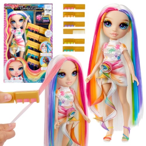 Rainbow High Hair Chalk & Style Amaya Raine Lalka Modowa + Zmywalne Kredki Do Włosów Akcesoria