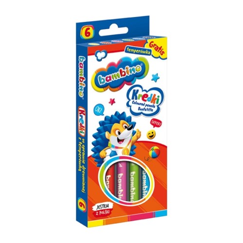 Bambino Creioane Colorate pentru Școală 6 Culori + Ascuțitoare