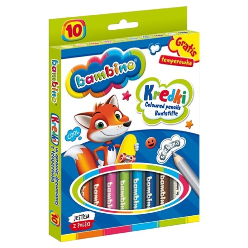 Bambino Creioane Colorate Școlare 10 Culori + Ascuțitoare