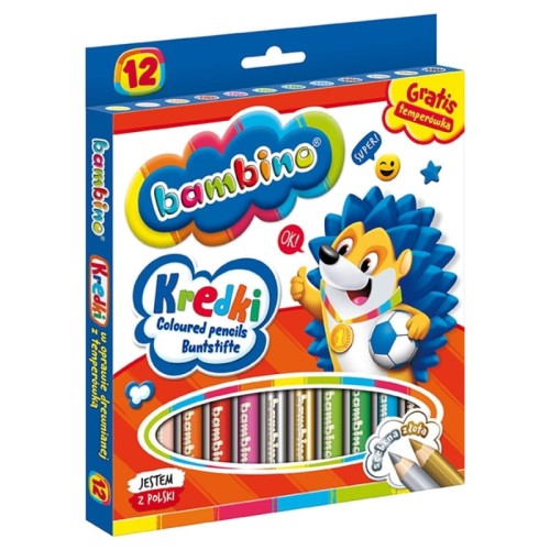 Bambino Creioane Școlărești 12 Culori + Răzuitor