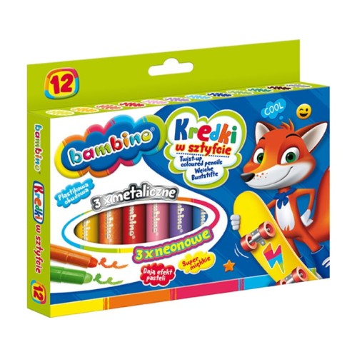 Creioane Bambino în Sticuri 12 Culori Metalice Neon