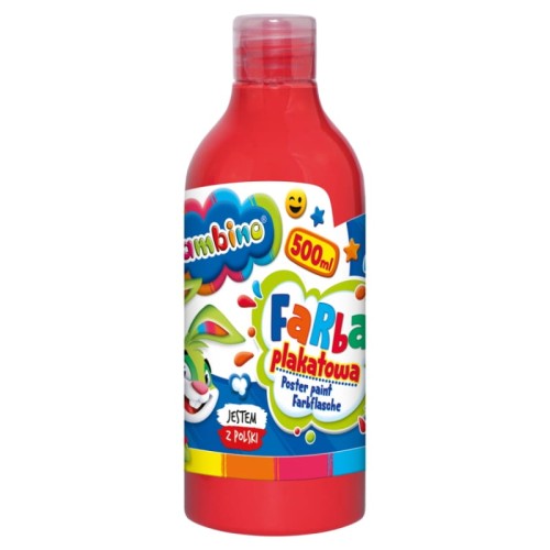Bambino Vopsea Mare pentru Plakat în Sticlă Școlară de Grădiniță 500ml Roșie