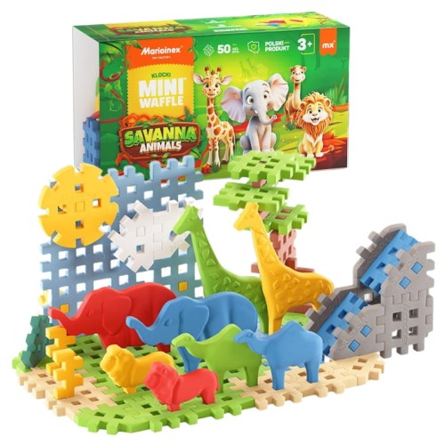 Marioinex Cuburi Mini Waffle Animale ale Savanei 50 Elemente Constructive 3+