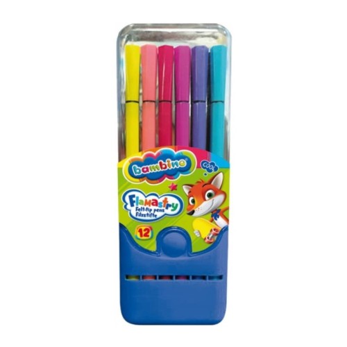Bambino Markere În Cutie Plastica Etui Creioane Colorate Școlare 12 Culori