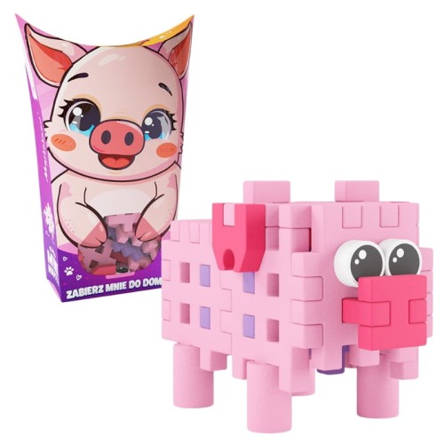 Marioinex Blocuri Mini Waffle Animaluțe de Construcție Portabile Pocket Pets Porc 25 Piese 3+