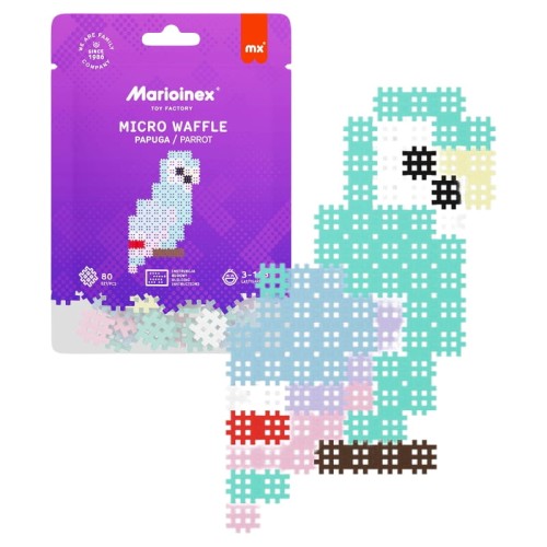 Marioinex Piese de construcție Micro Waffle Animalute mici Papagal 80 buc. 3+