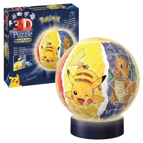 Puzzle 3D Ravensburger Pokemon Glob Luminiscent Model Spațial Lampă de Noapte 74 El. 6+