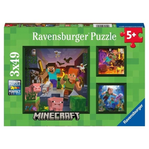 Puzzle Ravensburger Minecraft Set de Puzzlete 3x49 Piese 5+