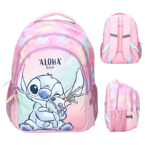 Vadobag Rucsac Școlar 3 Compartimente Pentru Excursii Copii La Școală Stitch Wild Energy Roz