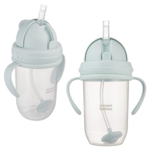 Canpol Babies Cană Antiderapantă Cu Pai Și Greutate Verde 270ml 6m+