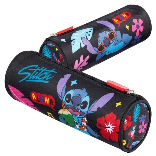 St. Majewski Necesăr Școlar Tubă Unic Compartiment Etui Pentru Instrumente Școlare Stitch Black Aloha