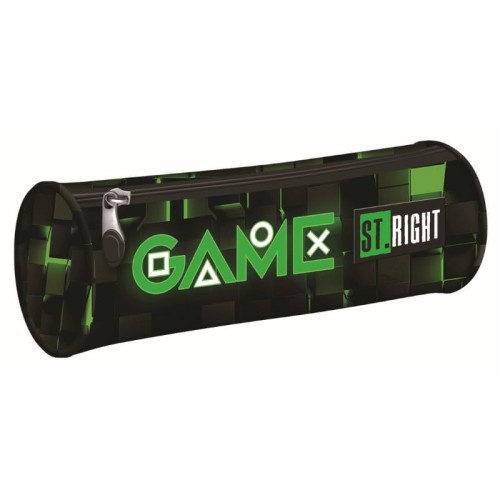 St. Right Penar Școlat Tubă Unicameral Etui Pentru Instrumente Școlare Green Game
