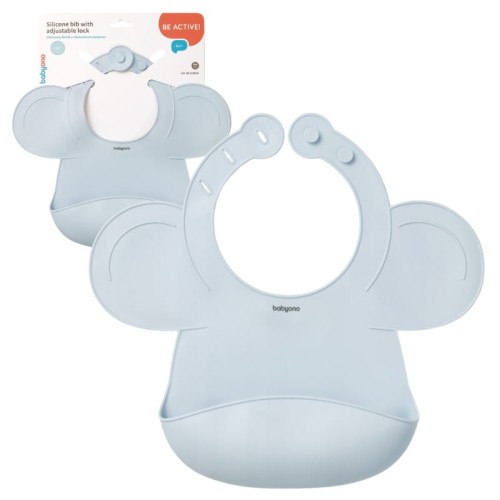 Babyono Bavaglino din silicon cu buzunar și închidere reglabilă albastru 6m+