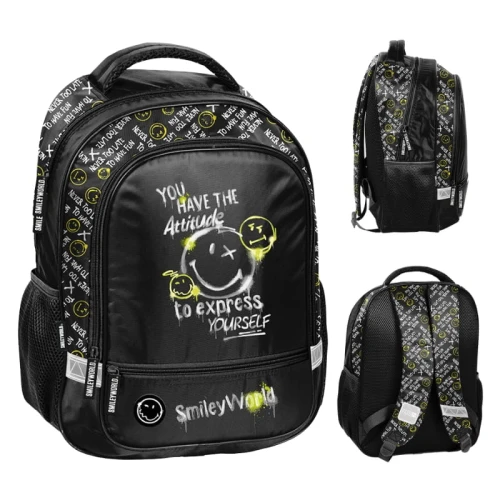 PASO Rucsac Școlar Pentru Tineret Compartiment Dublu Smiley World Express Yourself