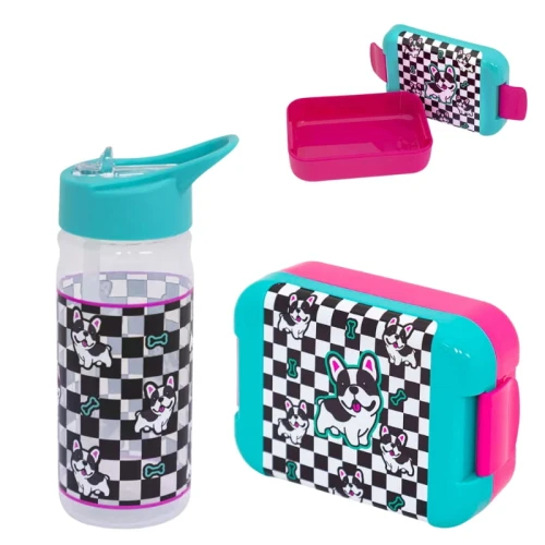 Set Astra Aqua Pure Lunchbox pentru Mic Dejun + Sticlă Pentru Apă Cute Puppy