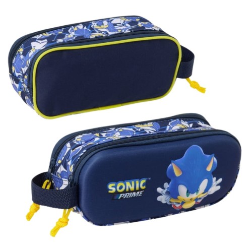Pencil case scoalar tubă cu două compartimente Sonic "City"