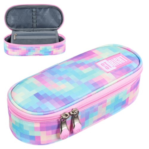 St. Right Penar Școlar Cutie Întărită Cu Capac Interior Etui Pentru Ustensile Școlare Pastel Pixels
