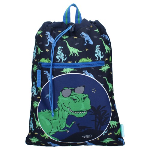 Vadobag Sac pentru Încălțăminte Trening pentru WF Grădiniță Școală Sportiv Copii Happy Go Lucky Dinozaur