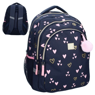 Vadobag Rucsac Școlar Dublu Compartimentat Cu Inimi Milky Kiss Kiss Heart Of Gold