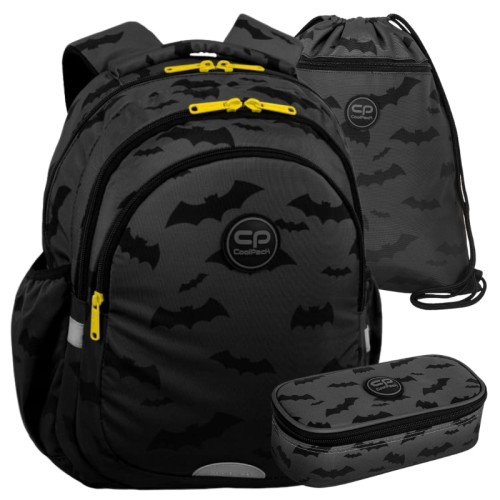Coolpack Set Școlar Rucsac Trei Compartimente Jerry + Penar Unic Compartiment cu Clapa Campus Borsetă + Sac pentru Pantofi Vert Darker Night
