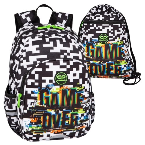 Coolpack Set Grădiniță Școlar Rucsac Toby Mic Sac Pentru Încălțăminte Vert Game Over
