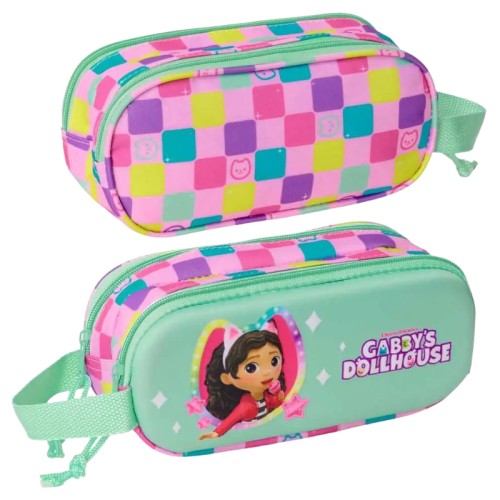 Penar Școlar Etui Tub Bicameral Casa Pisicii Gabi 3D