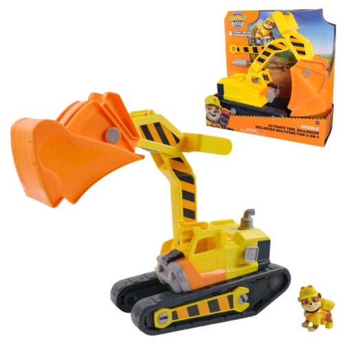 Patrula Canina Set Bulldozer Rubble 2in1 + Figurină Câine + 4 Accesorii