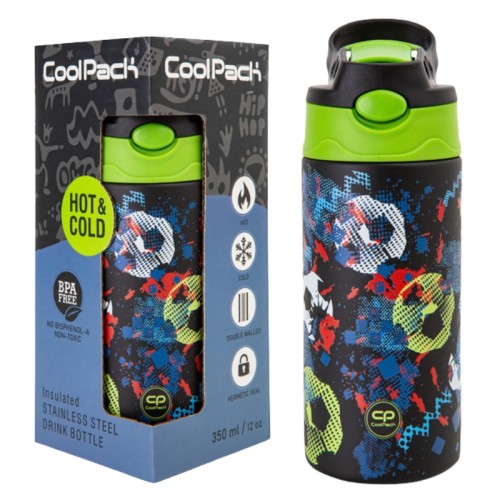 Coolpack Bono Termos Butelka Termiczna Ze Słomką I Uchwytem Football 350 ml 