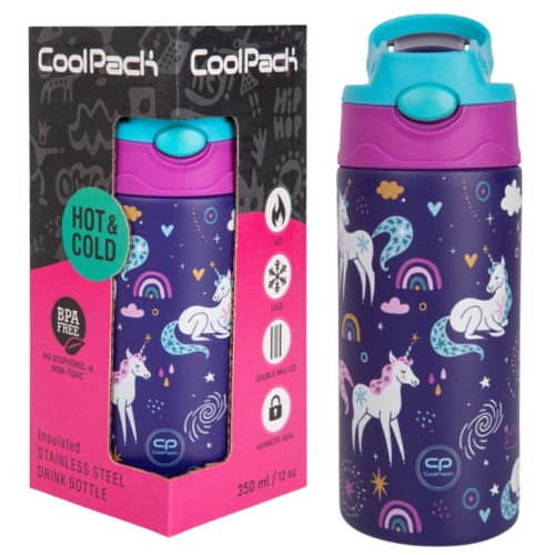 Coolpack Bono Termos Butelka Termiczna Ze Słomką I Uchwytem Mrs Unicorn Jednorożce 350 ml