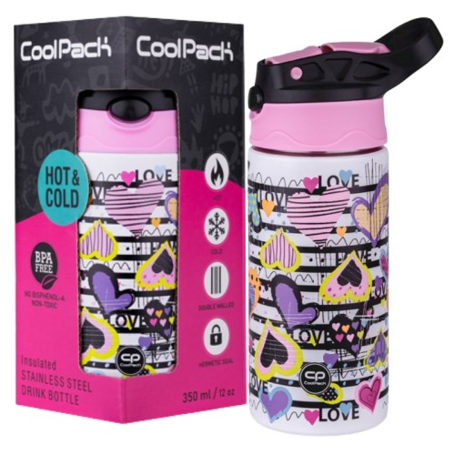 Coolpack Bono Termos Butelka Termiczna Ze Słomką I Uchwytem Diary Serca 350 ml 