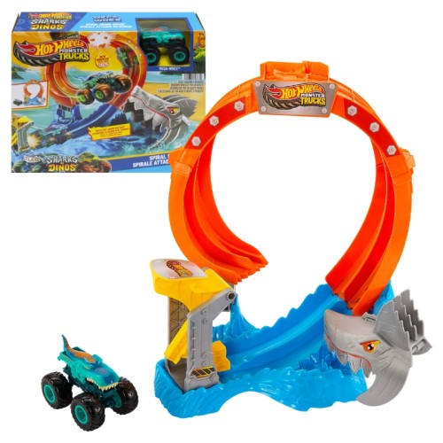 Hot Wheels Monster Trucks Set Pista Rechinului + Mașinuță 4+