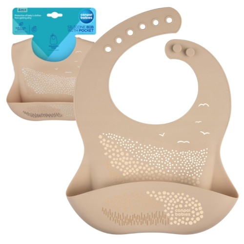 CANPOL BABIES BIBERON SILICONE CU BUZUNAR BUZUNAR SILICON REGULAT BEJ