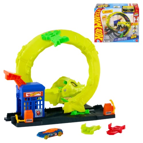Hot Wheels City Set Circuit Învârtit Cursă Șarpe 4+