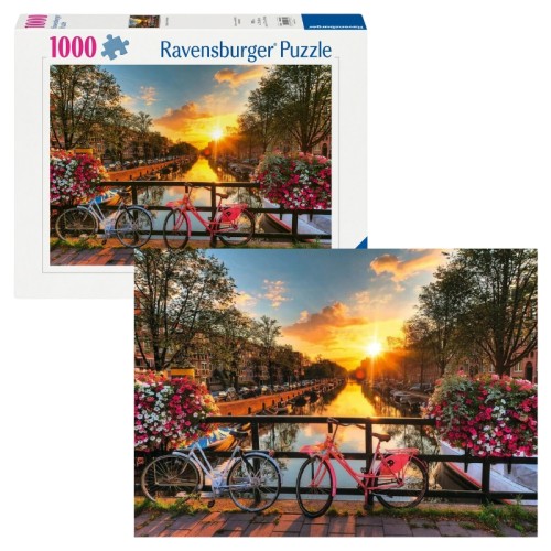 Puzzle 2D Ravensburger "Biciclete în Amsterdam" 1000 Elemente