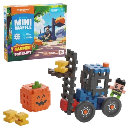 Marioinex Mini Waffle Piese de construcție Fermier Cărucior cu furcă 50 Elemente