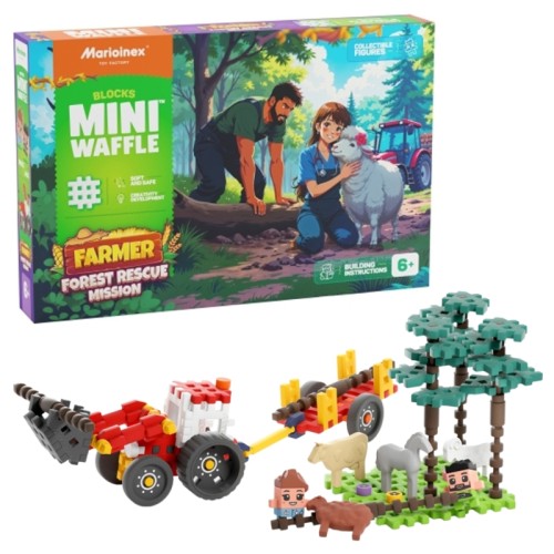 Marioinex Mini Waffle Cărămizi de Construcție Fermier Acțiune de Salvare în Pădure 100 Elemente