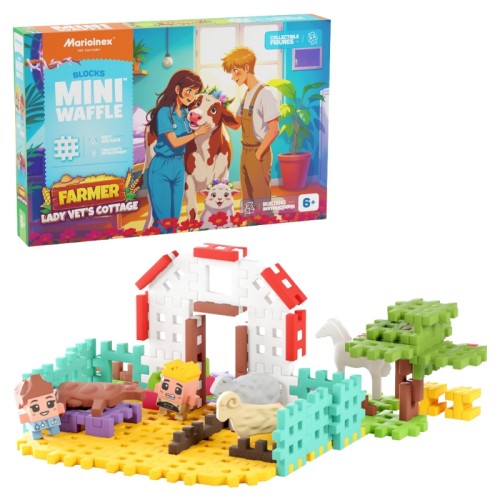 Marioinex Mini Waffle Blocuri de Construcție Fermier Casă Doamna Veterinar 100 Elemente