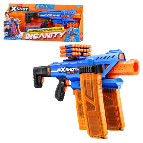 Zuru X-Shot Insanity Wyrzutnia Pistolet  Motorized Clip Mania + 72 Naboje 8+