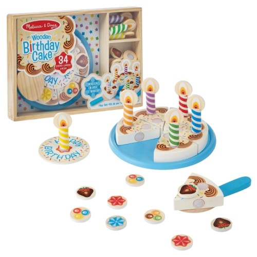 Melissa & Doug Set de Prăjituri de Naștere din Lemn Puzzle Tort 34buc. 3+