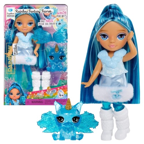 Rainbow High Littles Fantasy Fairies Papusa Sapphire Zana Albastră Cu Animal De Companie