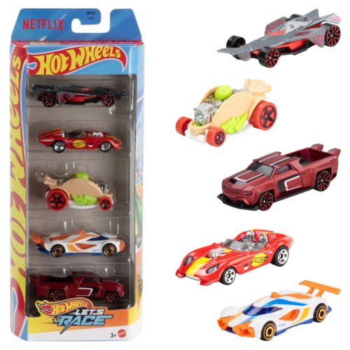 Hot Wheels Set de 5 Mașini Autovehicule Pachet de Cinci Let's Race 3+