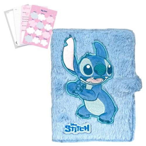 Disney Stitch Fluffy Notes Cu Închidere Jurnal Caiet A5 80file. Albastru