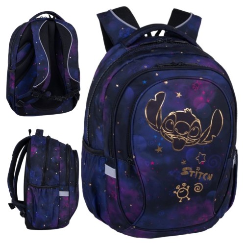 Disney Gold Stitch Factor X Rucsac Școlar pentru Tineret Mare cu Multe Compartimente
