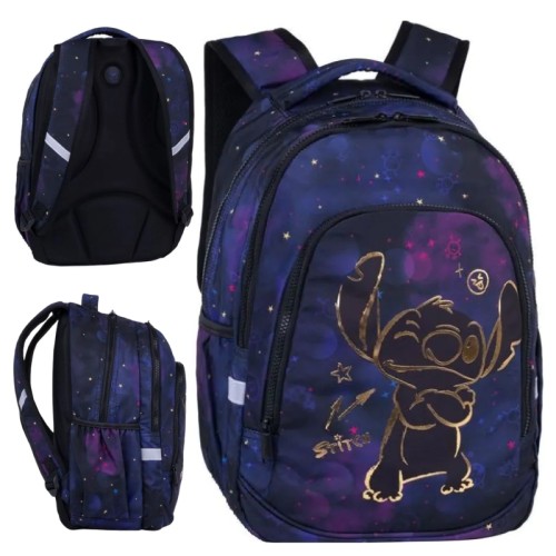 Rucsac școlar Disney Gold Stitch Prime pentru tineret, cu două compartimente