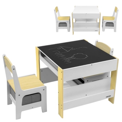 Milly Mally Set de Mobilier pentru Copii Mobilă Măsuță Două Scaune Sven Natural