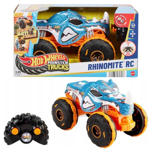 Autobuz RC Hot Wheels Monster Trucks Rhinomite Vehicul Controlat de la Distanță 1:24