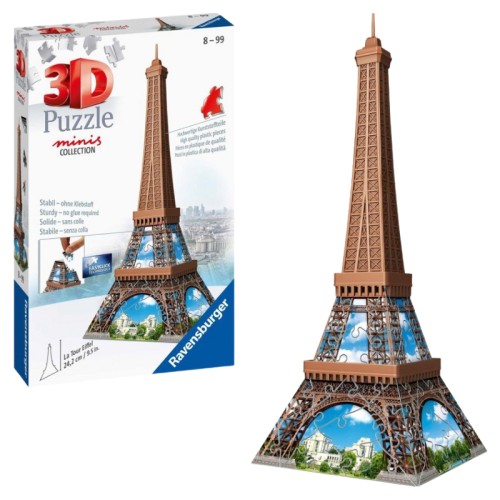 Puzzle 3D Ravensburger Model Spațial Puzzles Colecția Minis Turnul Eiffel 62 de piese 8+
