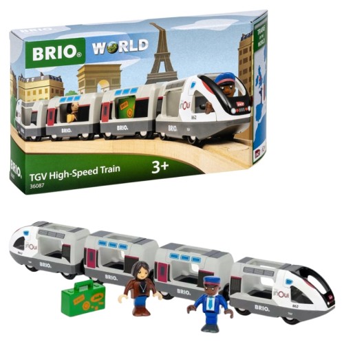Brio Tren Rapid TGV Locomotivă Din Lemn Set Cu Figurine 7 Elemente