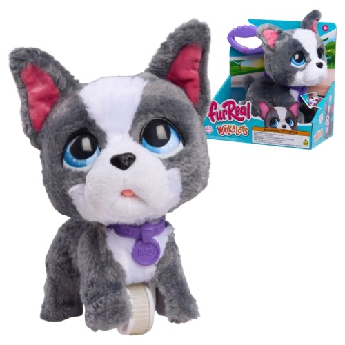 FurReal Walk-a-Lots Bulldog Francez Cățeluș Interactiv Jucărie Din Pluș Interactivă Mascotă Plusză